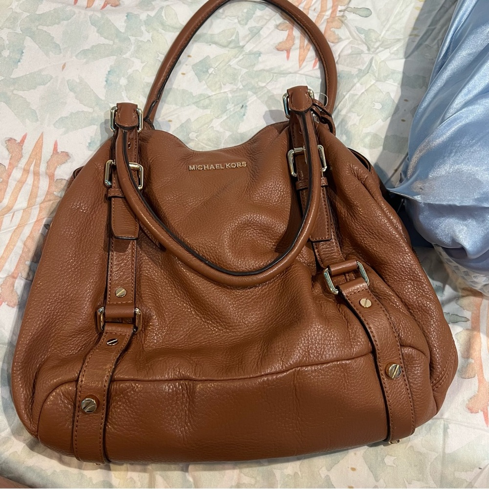 Michael Kors Bedford Luggage Brown Large Satchel Purse - Picture 4 of 5